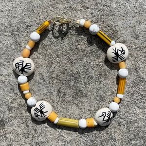 Unisex 8" Hieroglyphics Beaded Bracelet for Strength and Expression